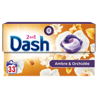 DASH 2-en-1 Lot de 33 capsules de lessive parfum ambre et orchidée