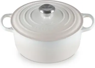 Le Creuset Signature Serie Runder Bräter aus Gusseisen mit Deckel - 24cm - 4.2L - Geeignet für alle Herdarten - Creme