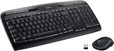 LOGITECH MK330 Kabelloses Tastatur-Maus-Set, 2.4 GHz Verbindung via USB-Empfänger, 4 programmierbare G-Tasten, 12 bis 24-Monate Batterielaufzeit, PC/Laptop, Deutsches QWERTZ-Layout - Schwarz