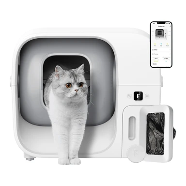 Furbulous Première Litière Automatique pour Chat au Monde avec Scellage Automatique et Sacs, Pack d'Essai de 60 Jours, Recharge Automatique de Sacs Poubelle, Contrôle Intelligent par Application, pour Foyers Multi-Chats