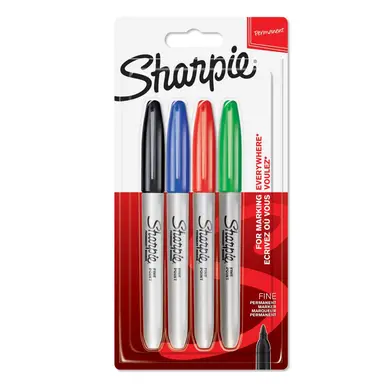 Sharpie Fine Tip Permanent Marker Assorted (Pack 4)