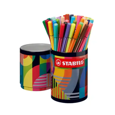 STABILO Pen 68 - Premium Fibre-Tip Pen - ARTY - Tin of 45 - Assorted Colours