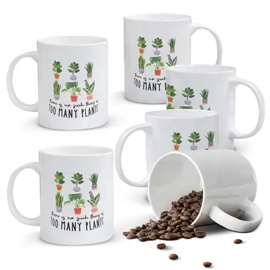 Alphynix There Is No Such Thing As Too Many Plants Mug Plant Lover Gift - Ceramic Coffee Mug - Funny Coffee Mug From Friends And Family 11oz