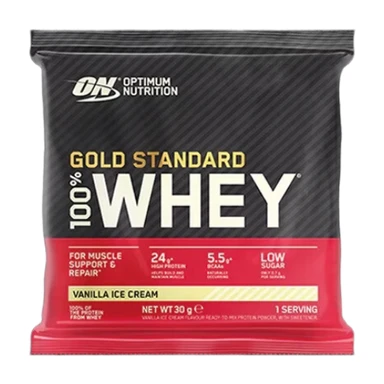 Optimum Nutrition Gold Standard 100% Whey vanille-ijs, 24 zakjes van 30 g