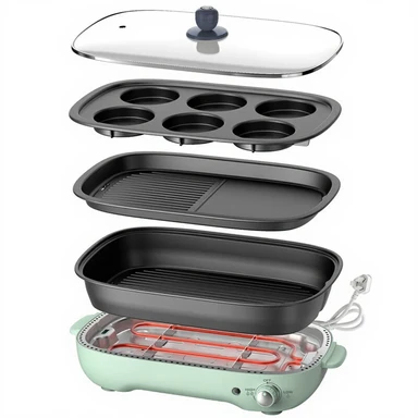 Bear Appareil de cuisson multifonction 1200-1400 W avec plaque amovible et réglage continu de la température