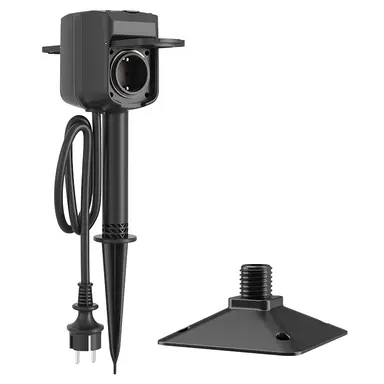 Woox Gartensteckdose WiFi 2-fach Außensteckdose mit Erdspieß IP44 wasserdicht 3680 W, kompatibel mit Alexa-Sprachsteuerung, 1,4 m Kabel, 230 V, nur für den Außenbereich, 2,4 GHz WiFi