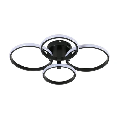 Goeco Moderne LED-Deckenleuchte 48W 5400LM 4-Ring Schwarz Acryl 6500K Kaltweiß für Schlafzimmer Wohnzimmer Küche Büro