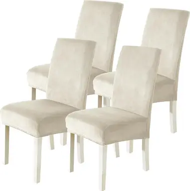 YSTYLE Dining Chair Covers Seat, Chair Slipcover for Dining Room, 4 Pieces, YHR, Beige
