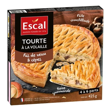 ESCAL Tourte croustillante à la volaille et au ris de veau 425g
