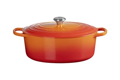 Le Creuset signature ovale braadslee - 40 cm, geëmailleerd gietijzer, oranje