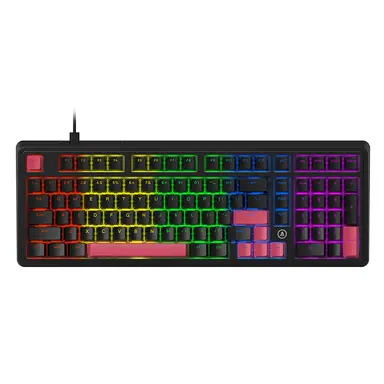 AJAZZ AK980 98% Wired Mechanical Keyboard, QWERTY US layout, Gasket Mount, Rainbow Backlight - Hot-Swap Support- Red Switch - Black&Red