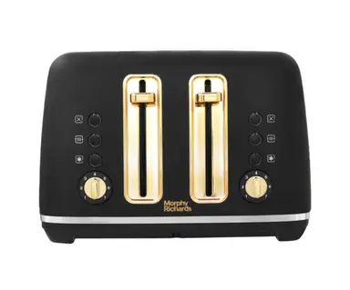 Morphy Richards Accents Gold 4 Slice Toaster, Extra Wide Slots, Black - 242047