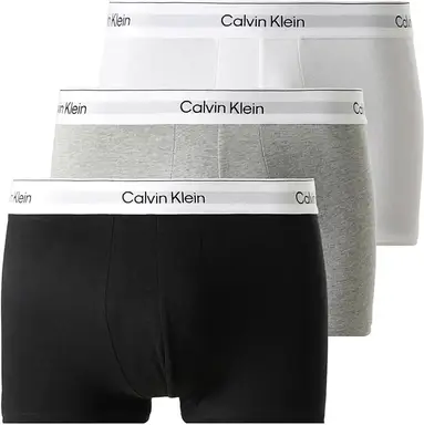 Calvin Klein  RELAXED FIT TRUNK 3P MP1 Men's Underwear 3-Pack BLACK WHITE GREY HEATHER XS