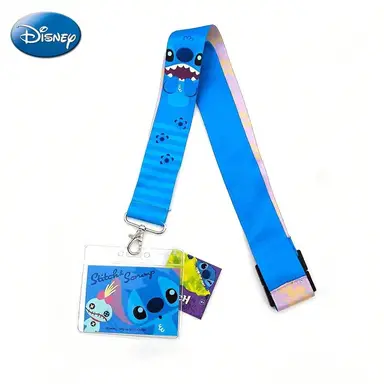 1pc Disney Stitch Scrump Lanyard & ID Card Holder Officially Licensed Stitch Themed Movies Anime Peripheral Vibrant Character Print Adjustable Lanyard Clear ID Case Gift