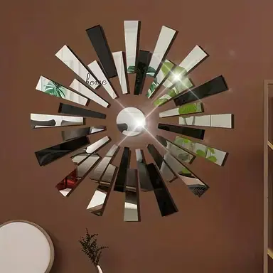 33pcs PVC mirror stickers with black and silver lines for living room decoration