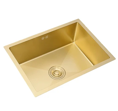 Homary 780mm Stainless Steel Kitchen Sink Rectangular Single Bowl in Gold