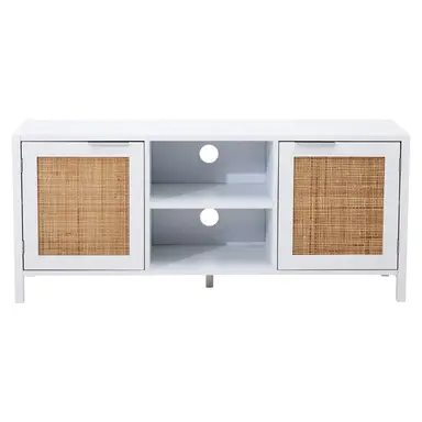 Interiors by Premier TV Unit Sherman White/Rattan L:120cm