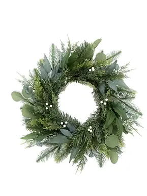 Daisy Darcy 50cm Foliage Eucalyptus Wreath with Mini Cones and White Berries