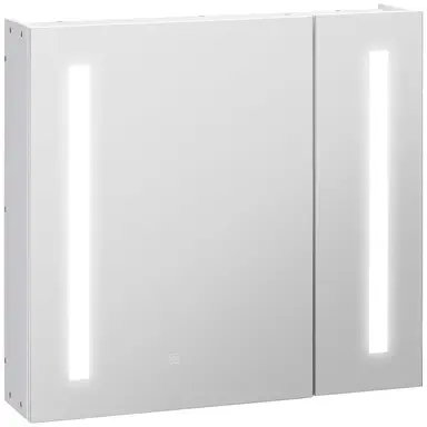 kleankin LED Bathroom Mirror Cabinet, Illuminated Bathroom Mirror with Lights, Adjustable Shelf, Touch Switch and USB Charge, 65 x 70cm, White