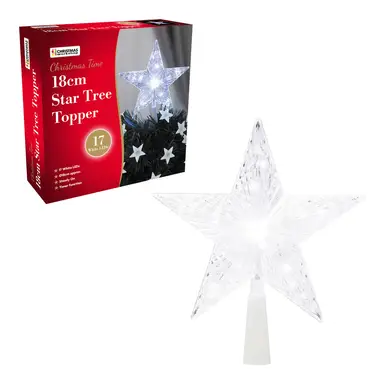 Christmas Workshop 18cm White LED Star Tree Topper