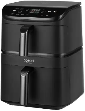 COSORI Heißluftfritteuse Cosori Turbo Tower CAF-DC121 mit vertikaler Doppelkammer 2 DC-Motoren, 7 Funktionen, 10,8L (4,3l + 6,5l)