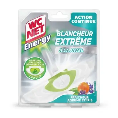 WC NET Bloc Energy blancheur extrême à la Javel, fraîcheur agrumes et iris 38 g