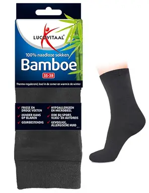 Lucovitaal Lange Bamboesokken Maat 35–38 Antraciet - 1 paar