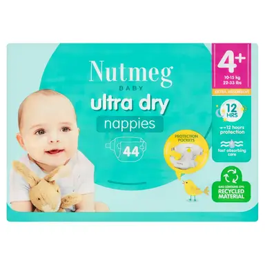 Nutmeg Baby Ultra Dry Size 4+ 44 Pack