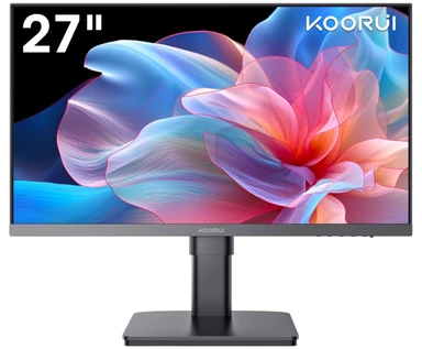 KOORUI Monitor 27 Inch, PC Screen Frameless (FHD 1920 * 1080, IPS, 100Hz, HDMI 1.4 & VGA, VESA 75 * 75mm, Eye Care) Height Adjustable, Rotatable