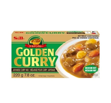 S&B Golden Curry Sauce Mix Medium Hot No Meat Contained 220g