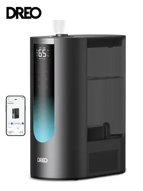 DREO Smart Ultraschall-Luftbefeuchter – großer 6‑Liter‑Wassertank, schnelle Luftbefeuchtung (500 ml/h), wärmender & kühler Nebel, App‑Steuerung, präzise 5%‑Luftfeuchtigkeitssteuerung, Dual‑Aroma‑Pads, HHM013S.