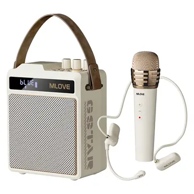 MLOVE N5 All-in-One-Karaoké- & PA-System mit kabellosem Headset + Handheld-Mikrofon, Pro-DSP-Audioprozessor