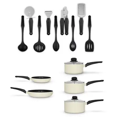 SWAN 14 Piece Pan and Tool Set， Cream