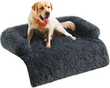 FEANDREA FluffyHug PGW224G02 Plüsch Hundebett, Sofaschutz, XXL für große Hunde, 122 x 95 x 18 cm, Dunkelgrau