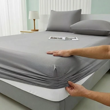 ochama Drap-housse en coton pur brossé 140 x 200 cm - Gris