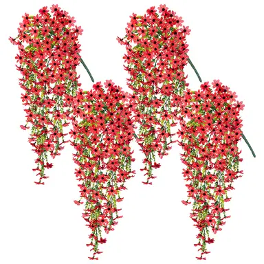 4Pcs 28.7in/72.8cm
Artificial Hanging Flowers for Outdoors Fake Plants Decoration,Faux Silk Colorful Daisy Eucalyptus Realistic for Outside Home Planter Porch Patio Yard Decor(red)