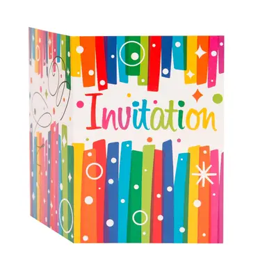 Unique Rainbow Ribbons Invitations, 8 pack
