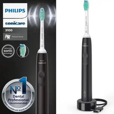 Philips Elektrische Tandenborstel Sonicare Power Series 3100 HX3671/14 Zwart 3100 Serie Zwart