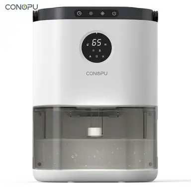 CONOPU Dehumidifier CS02H, 2.3L Water Tank, Covers up to 5-15㎡, Dual Semiconductor, Auto-Defrost & Auto-Off, 3 Modes, 7-Color Light. 