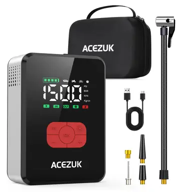 ACEZUK 7000A Starthilfe Powerbank mit 150 PSI Luftkompressor für alle Benziner & 12L Diesel, 12V Batteriebooster mit Kabeln & LED-Licht