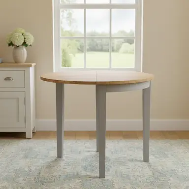 Dining & Console Table Altona Round/Half Moon Extendable Grey/Oak D:90cm