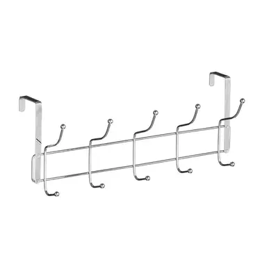 Essentials by Premier Over Door 10 Hook Hanger, Chrome Finish Rack With Multiple Hooks For Coats, Towels Or Bags