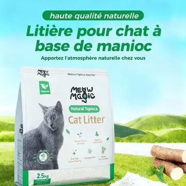 Meowmagic Litière pour chat (Tapioca naturel) 2,5 kg