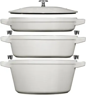 STAUB La Cocotte gietijzeren kookpot set - 3 stuks, 24 cm, witte truffel