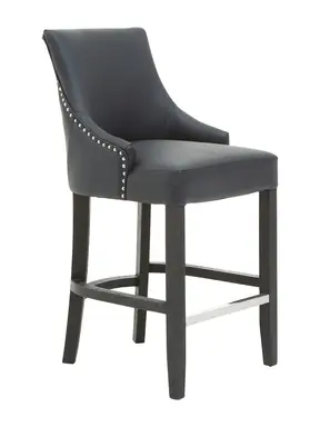 Interiors by Premier Bar Stool Kensington Townhouse Studded Faux Leather Black