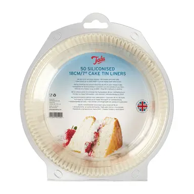 Tala Siliconised Cake Tin Liners, Non-Stick Paper Liners for Quick and Easy Release When Baking Bread and Cakes Products, 18cm / 7 Inch Diameter