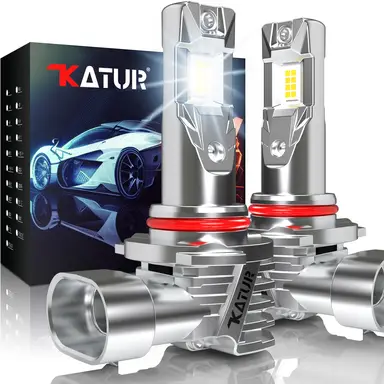 KATUR HB3 LED Headlight Bulbs, 26000LM 80W 9005 LED Bulb 6000K White Fanless Waterproof Mini Size Plug and Play, Pack of 2