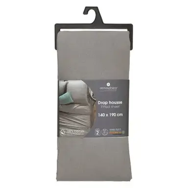 Drap housse gris 140x190