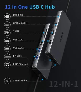 USB C to 2HDMI+DP+2USB3.0+2USB2.0+RJ45+PD+SD/TF+AUDIO