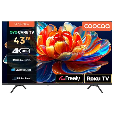 Coocaa 43"CRUG50 Direct LED 4K HDR Smart Roku TV-43CRUG50ZUK(HDR10,Dolby Audio)